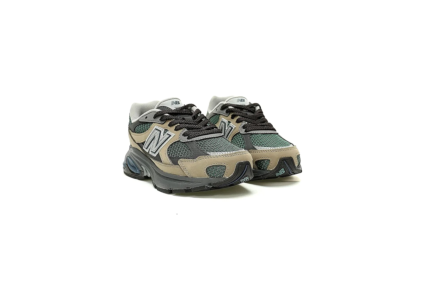 New Balance olive taupe runner with visible N logo and sculpted dark midsole thumbnail 5