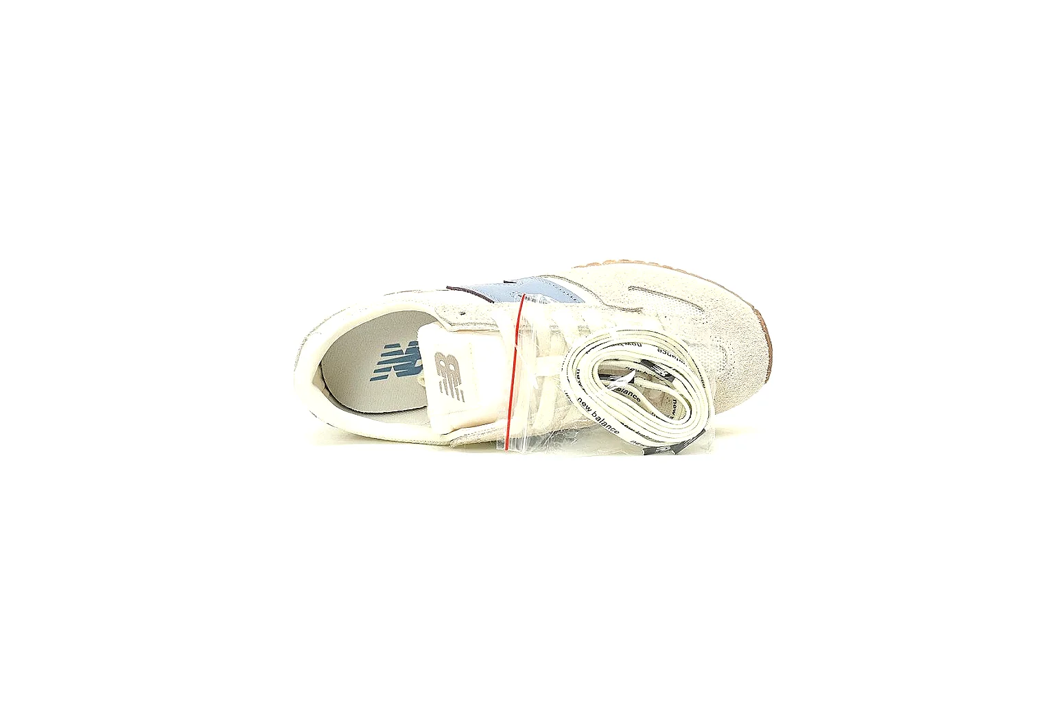 New Balance cream blue runner with visible N logo and gum sole QC proof thumbnail 3