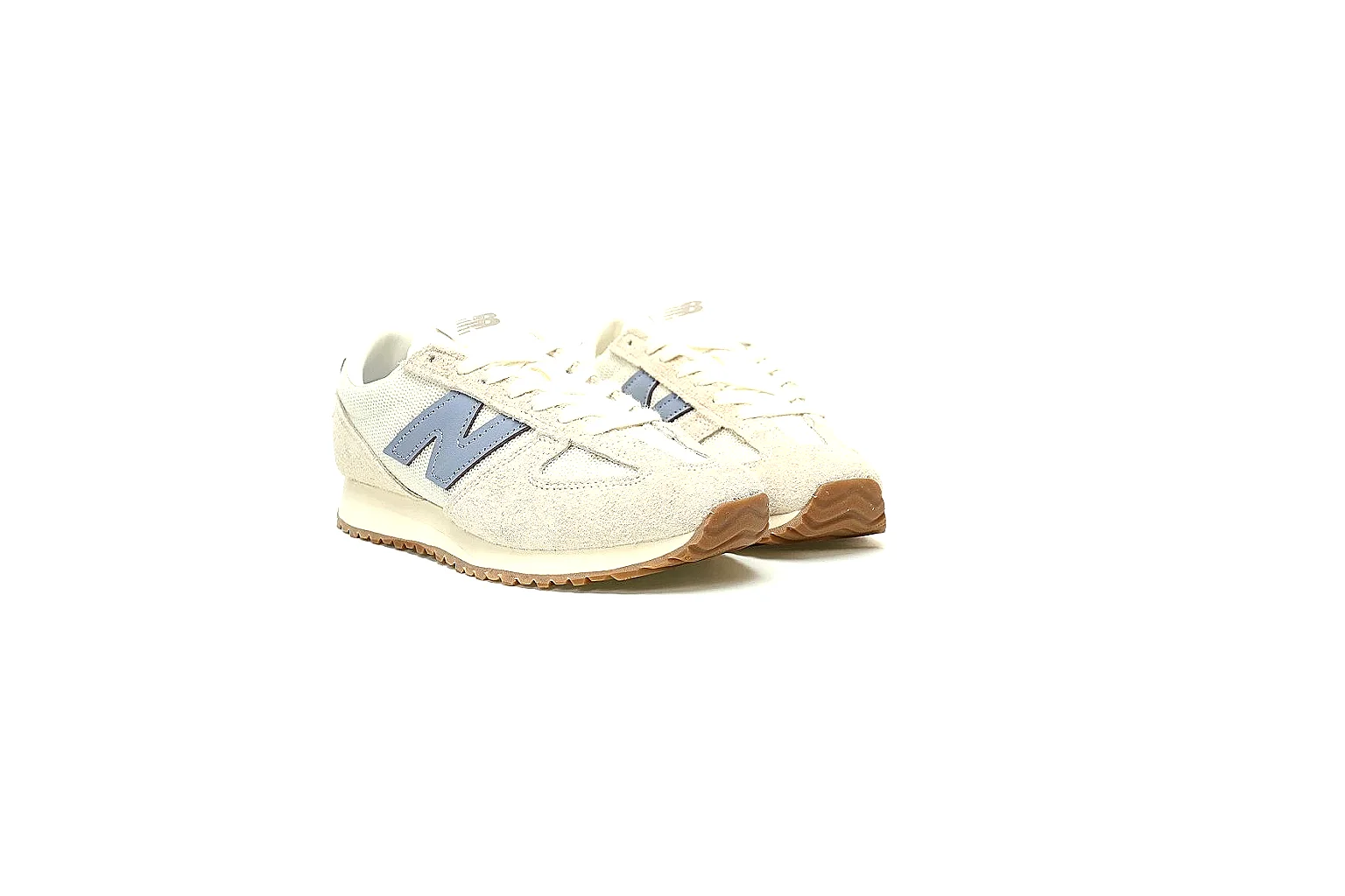 New Balance cream blue runner with visible N logo and gum sole QC proof thumbnail 5