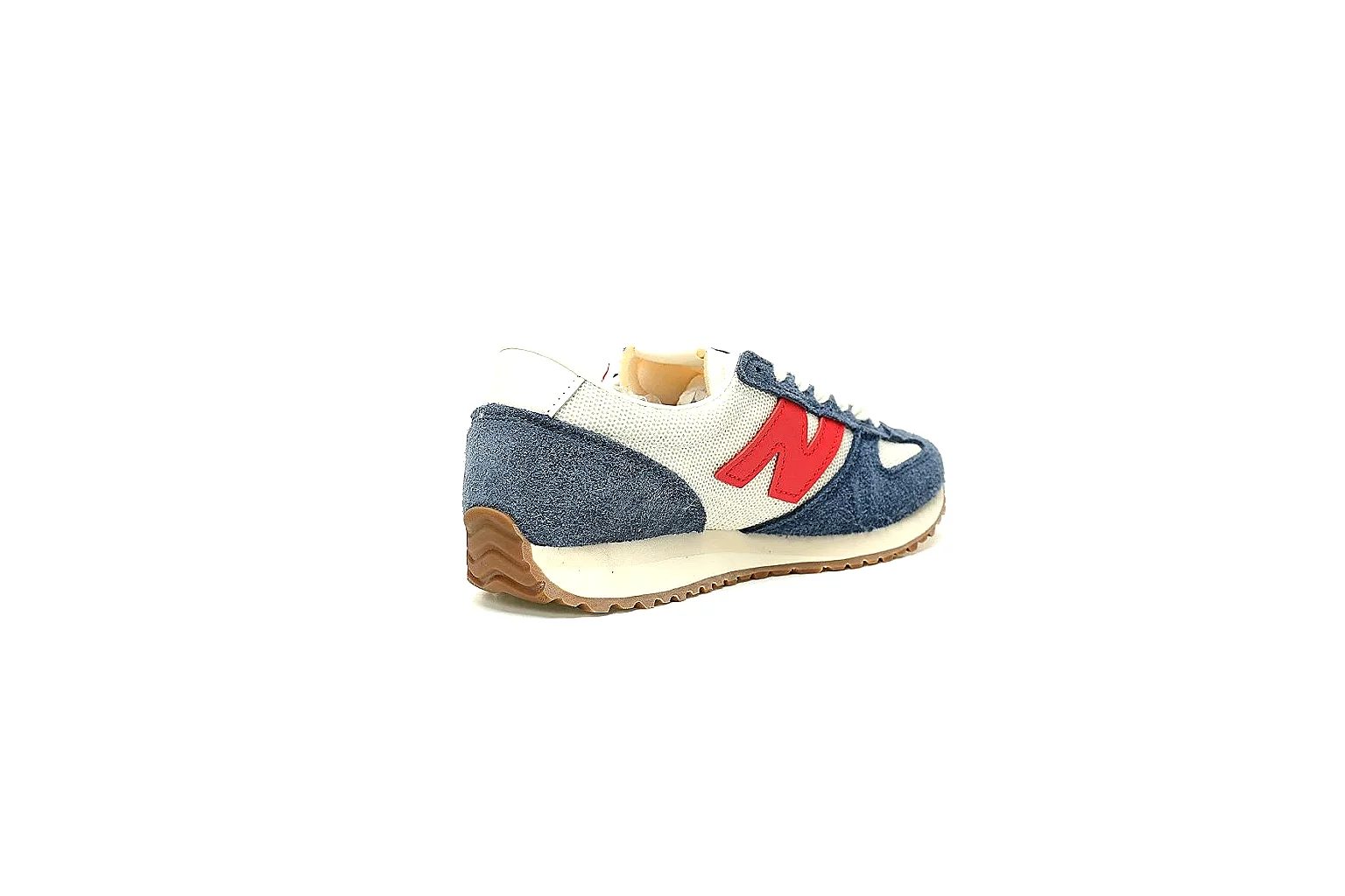 New Balance navy red runner with gum outsole for QC comparison