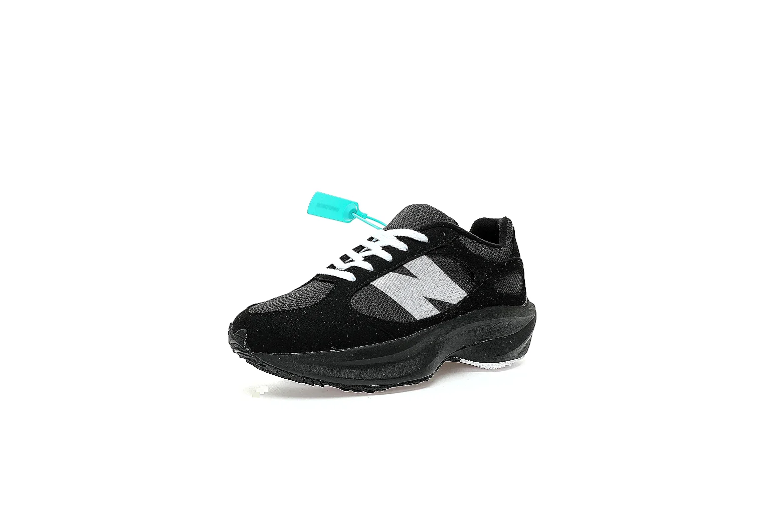 New Balance black lifestyle runner with white N logo shown for QC comparison thumbnail 2