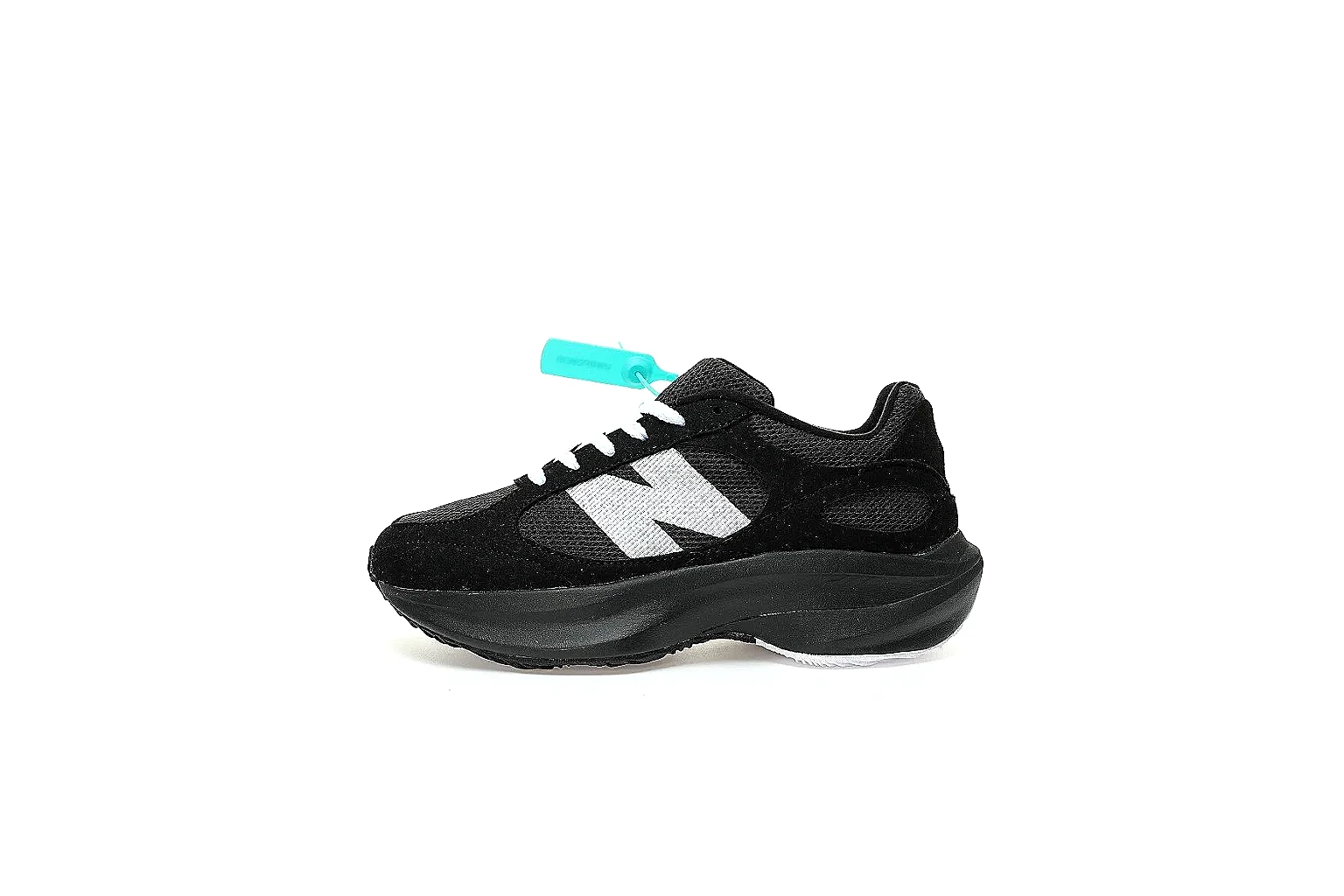 New Balance black lifestyle runner with white N logo shown for QC comparison thumbnail 6