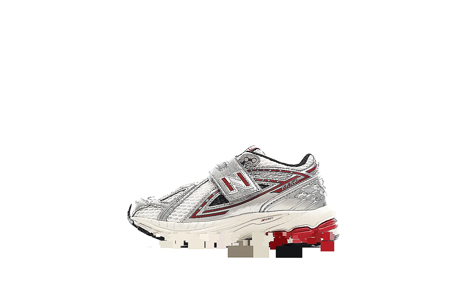 New Balance 874113001 white silver red strap runner QC comparison angles thumbnail 2