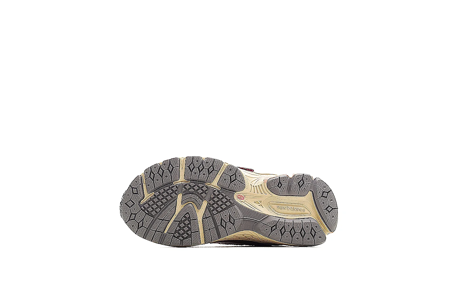 New Balance pink cream runner side profile with strap and N logo thumbnail 5