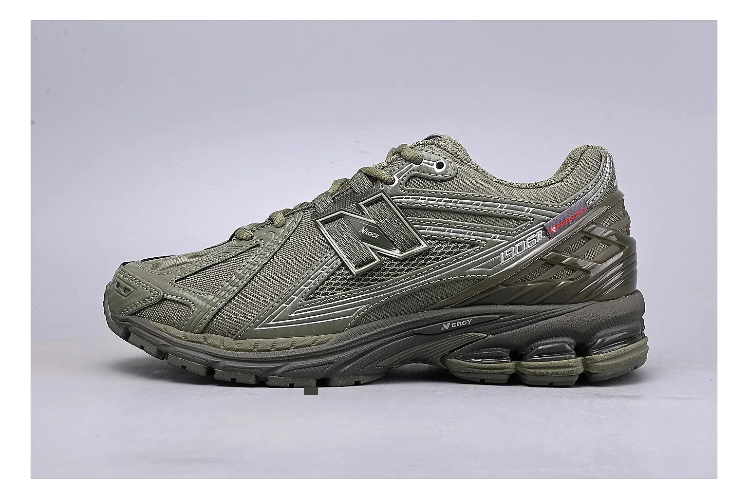 New Balance 1906R Olive Grey comparison signal photo with grey olive 1906r runner with mixed upper and runner shape