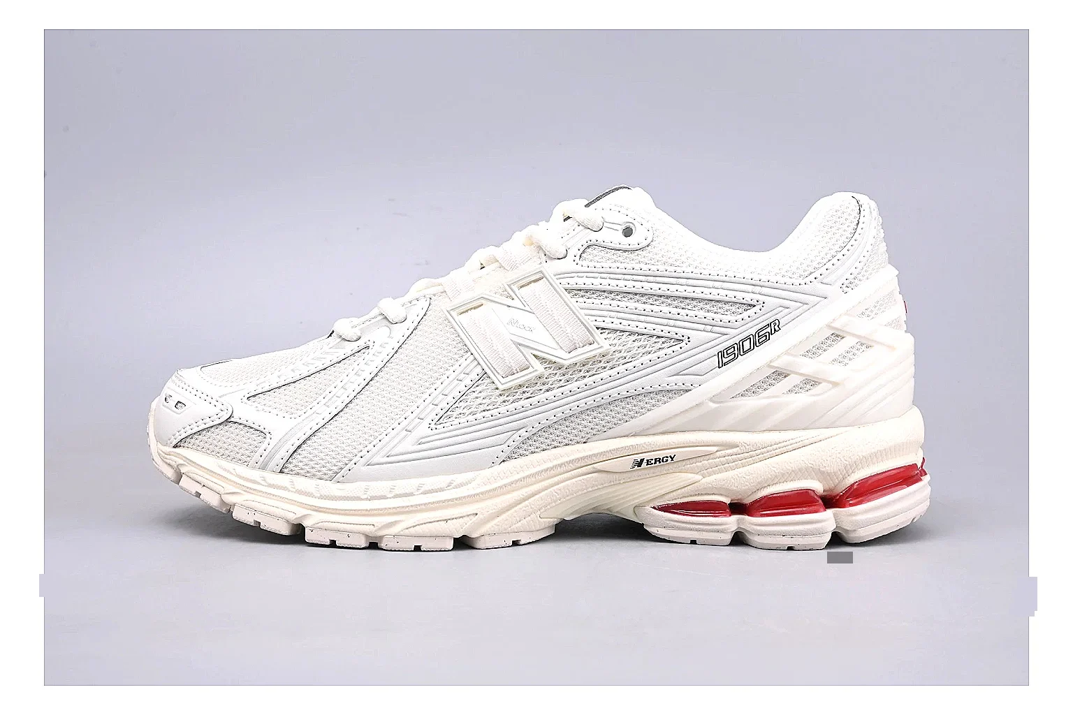 New Balance 1906R White Red comparison signal photo with white red 1906r runner with mixed upper and runner shape