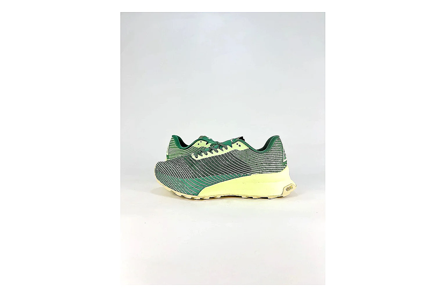 Nike ACG Ultra Green Lime Sneakers comparison signal photo with green lime outdoor sneakers with textile texture, side-profile shape, upper panel lines, and outsole detail