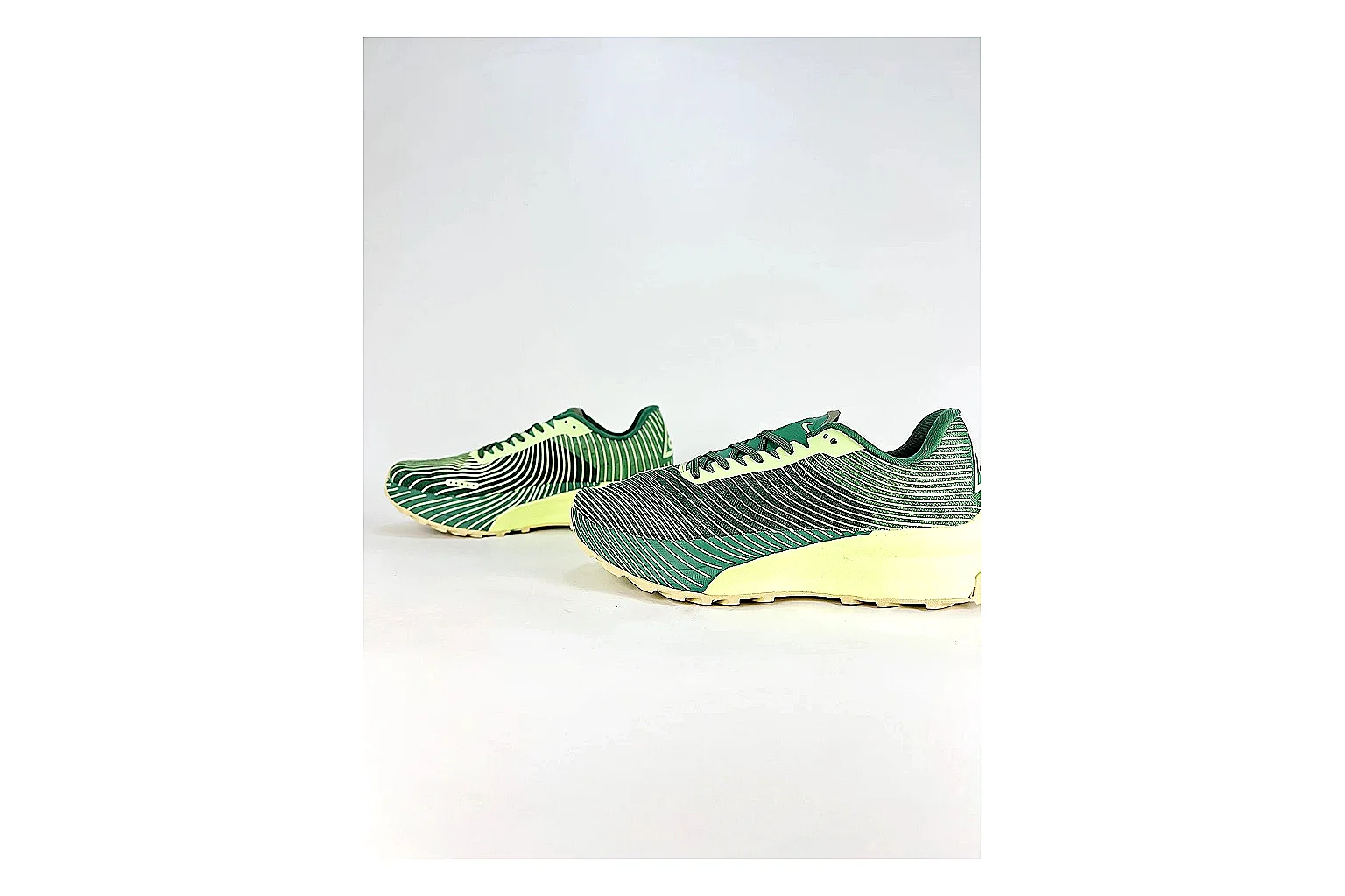 Nike ACG Ultra Green Lime Sneakers comparison signal photo with green lime outdoor sneakers with textile texture, side-profile shape, upper panel lines, and outsole detail thumbnail 5