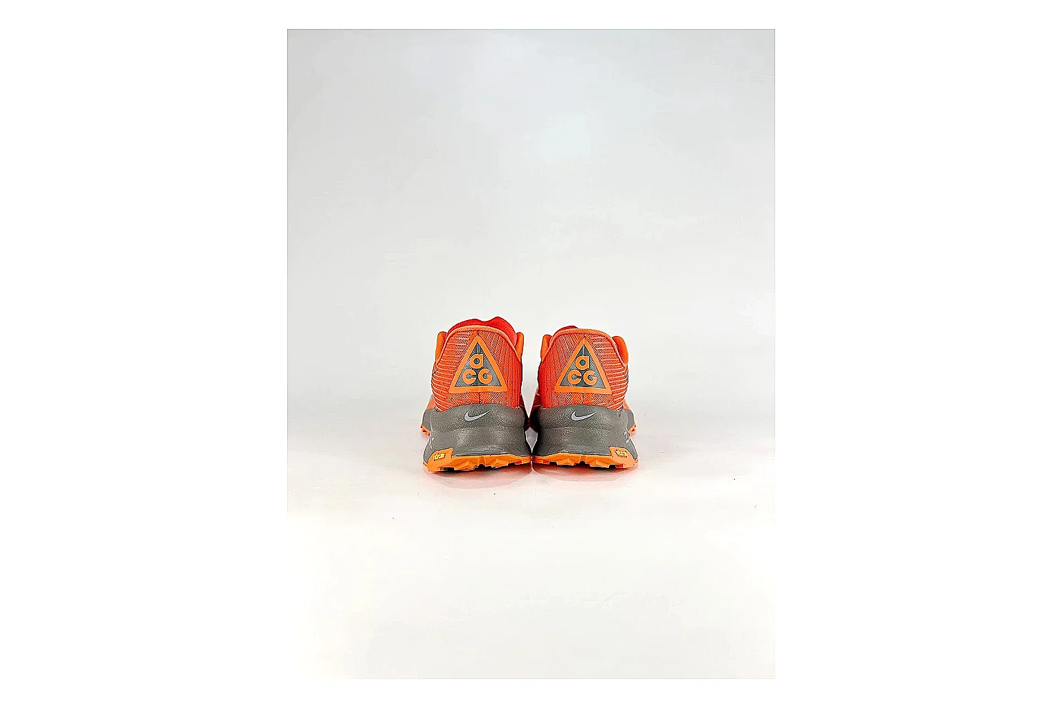 Nike ACG Ultra Orange Gray Sneakers comparison signal photo with orange gray outdoor sneakers with textile texture, side-profile shape, upper panel lines, and outsole detail thumbnail 3