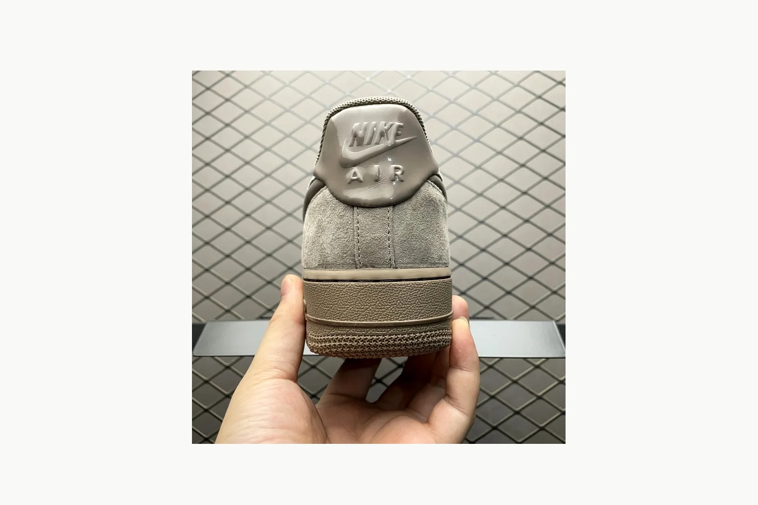 Nike Air Force 1 Beige Sneaker comparison signal photo with silver beige air force 1 low-top with mixed upper and low top shape