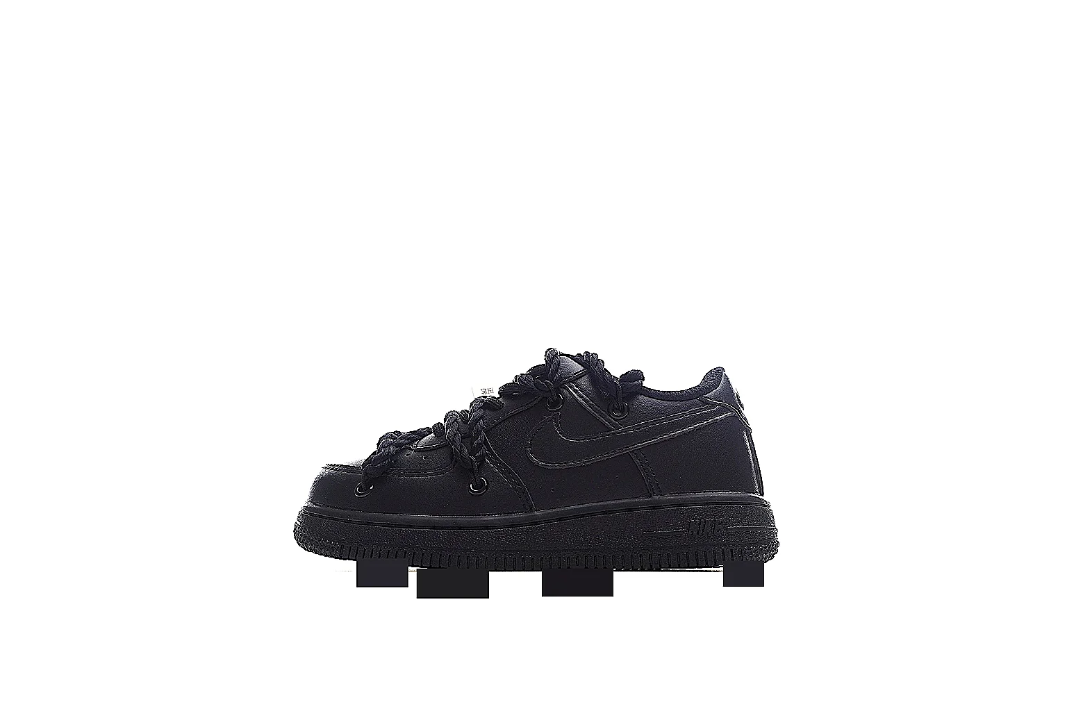 Nike black AF1-style low top with Swoosh, heel marks and outsole QC angles thumbnail 2