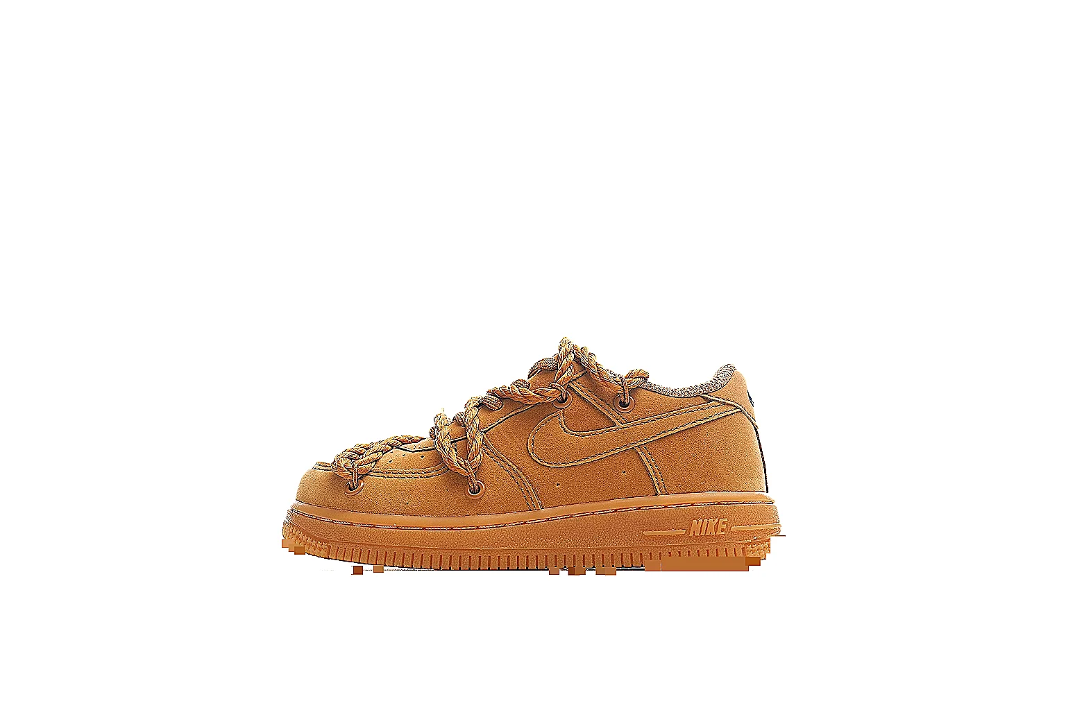 Nike AF1-style wheat rope sneaker with side logo, rope laces and gum sole thumbnail 2
