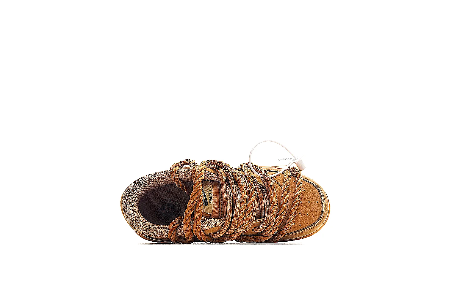 Nike AF1-style wheat rope sneaker with side logo, rope laces and gum sole thumbnail 3