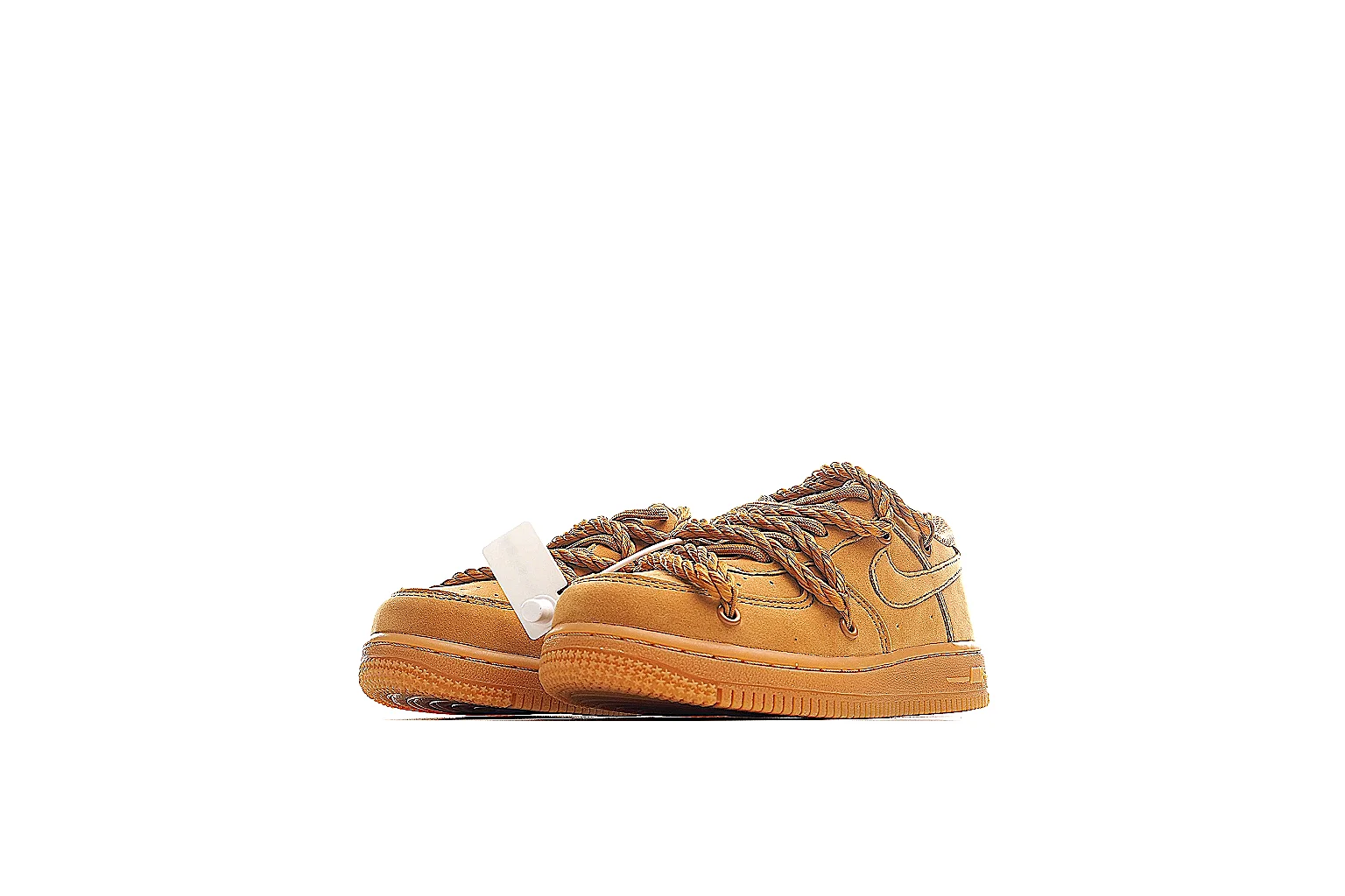 Nike AF1-style wheat rope sneaker with side logo, rope laces and gum sole thumbnail 6