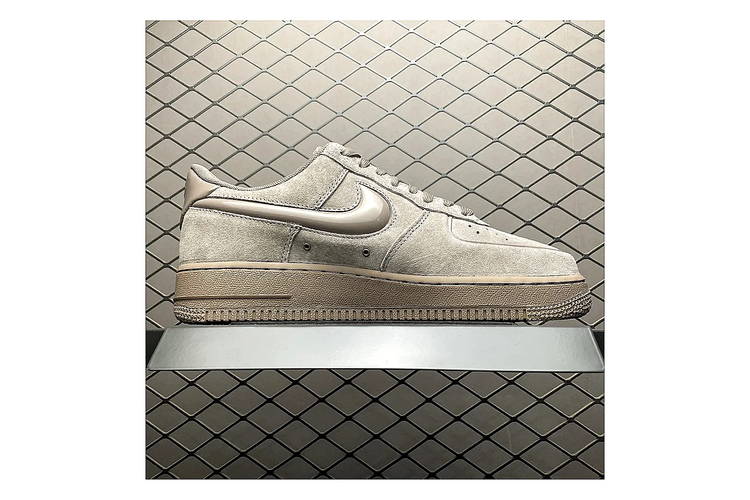 Nike Air Force 1 White Silver comparison signal photo with white silver air force 1 low-top with mixed upper and low top shape thumbnail 2