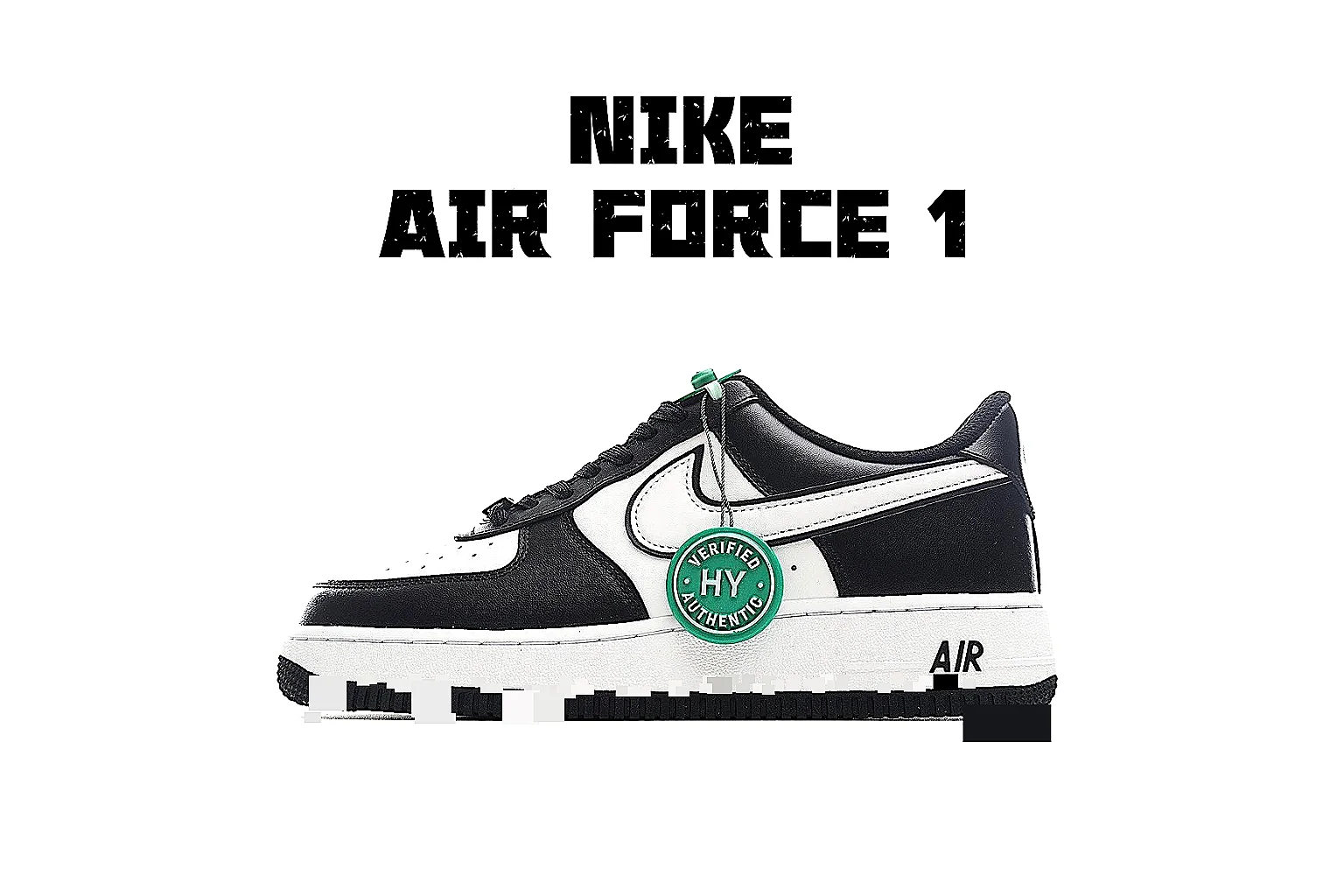 Nike Air Force style low-top Black White Green 0096 comparison signal six-photo gallery thumbnail 2