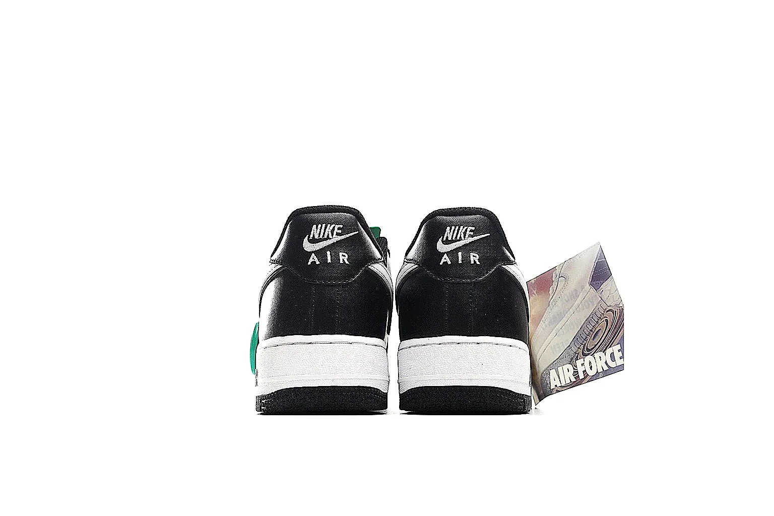 Nike Air Force style low-top Black White Green 0096 comparison signal six-photo gallery thumbnail 4