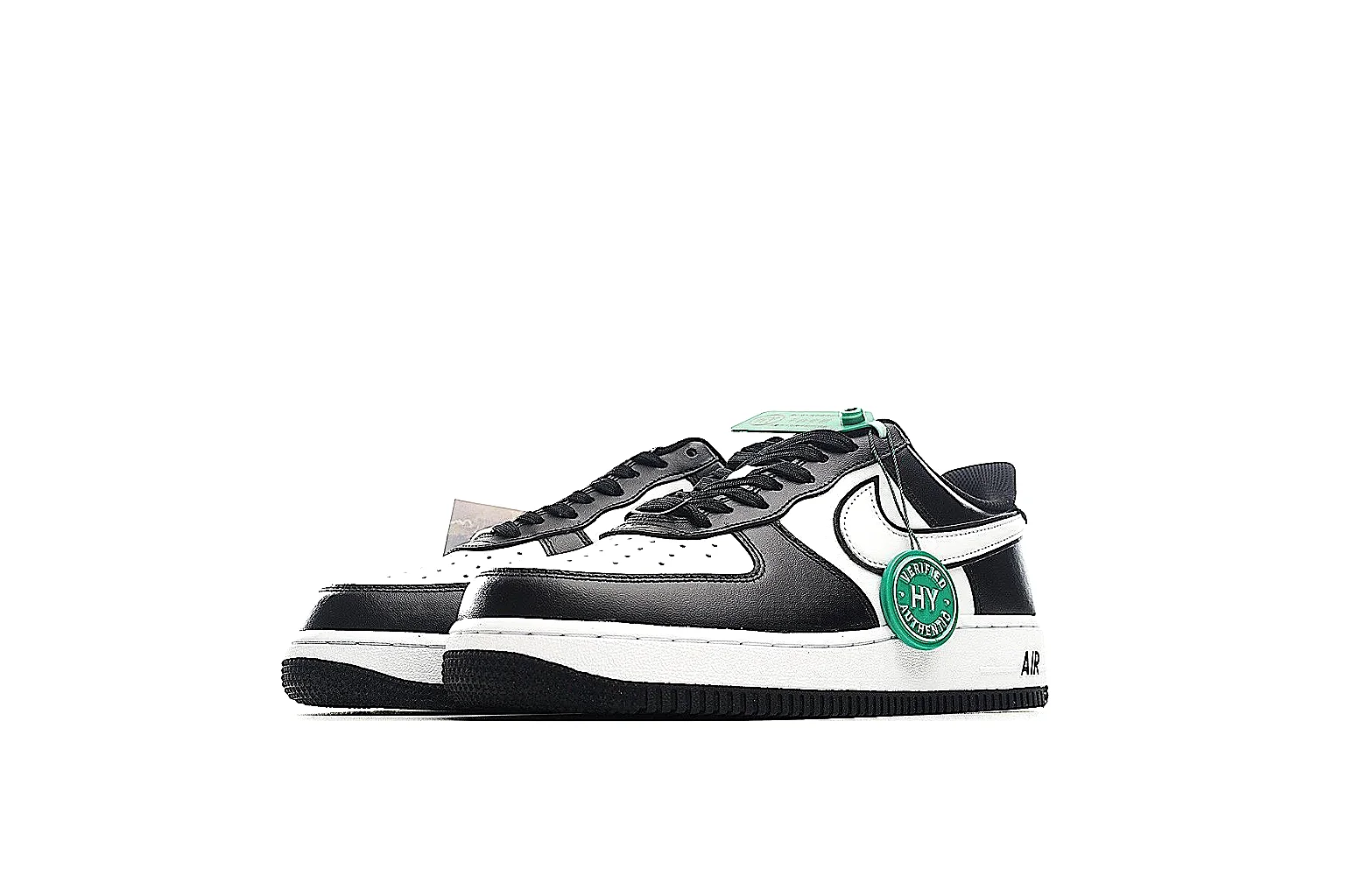 Nike Air Force style low-top Black White Green 0096 comparison signal six-photo gallery thumbnail 6