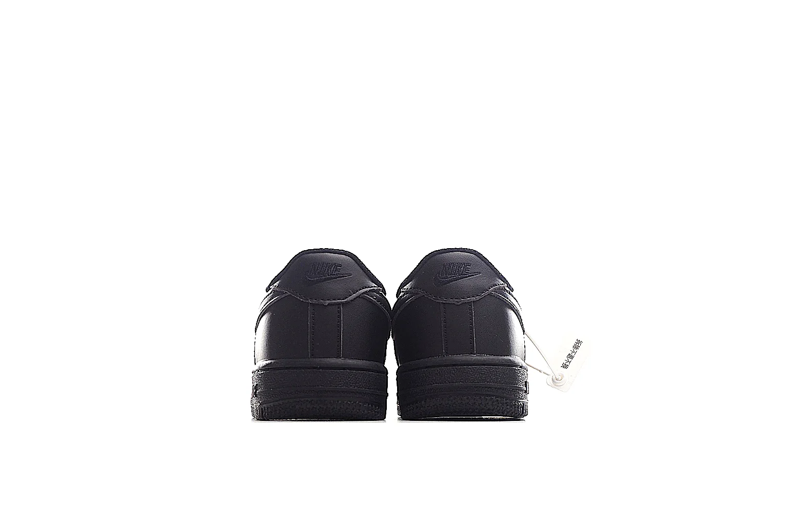 Nike Air Force 1 Low black gallery with Swoosh, heel, top, and outsole QC views thumbnail 4