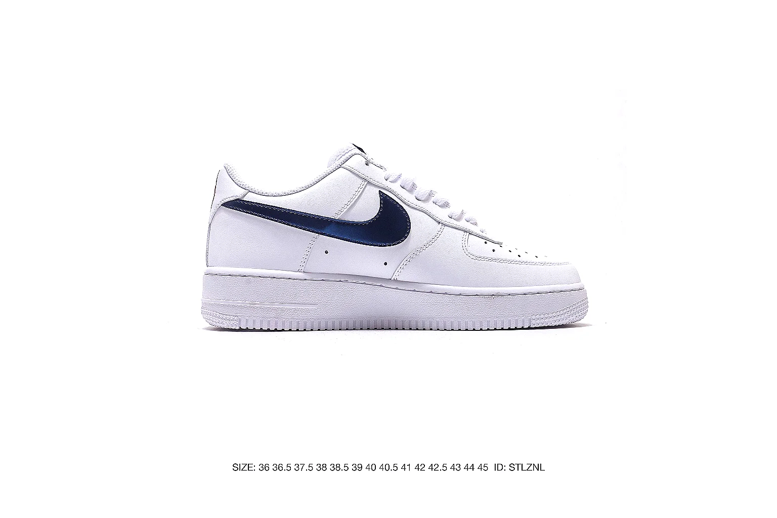 Nike Air Force style low-top White Navy 2602 comparison signal six-photo gallery