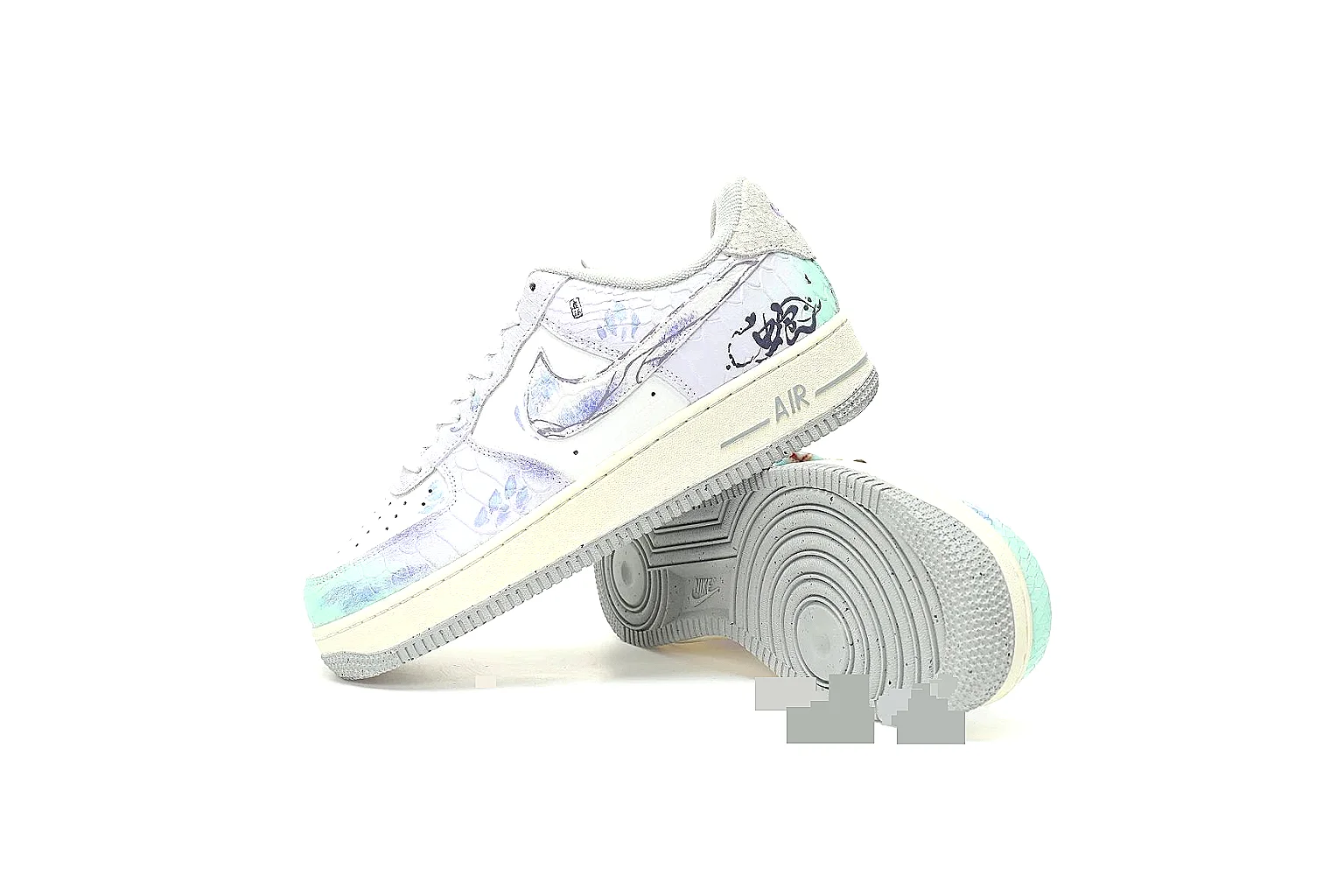 Nike Air Force high-top White Blue Sketch 8875 comparison signal note six-photo gallery thumbnail 2