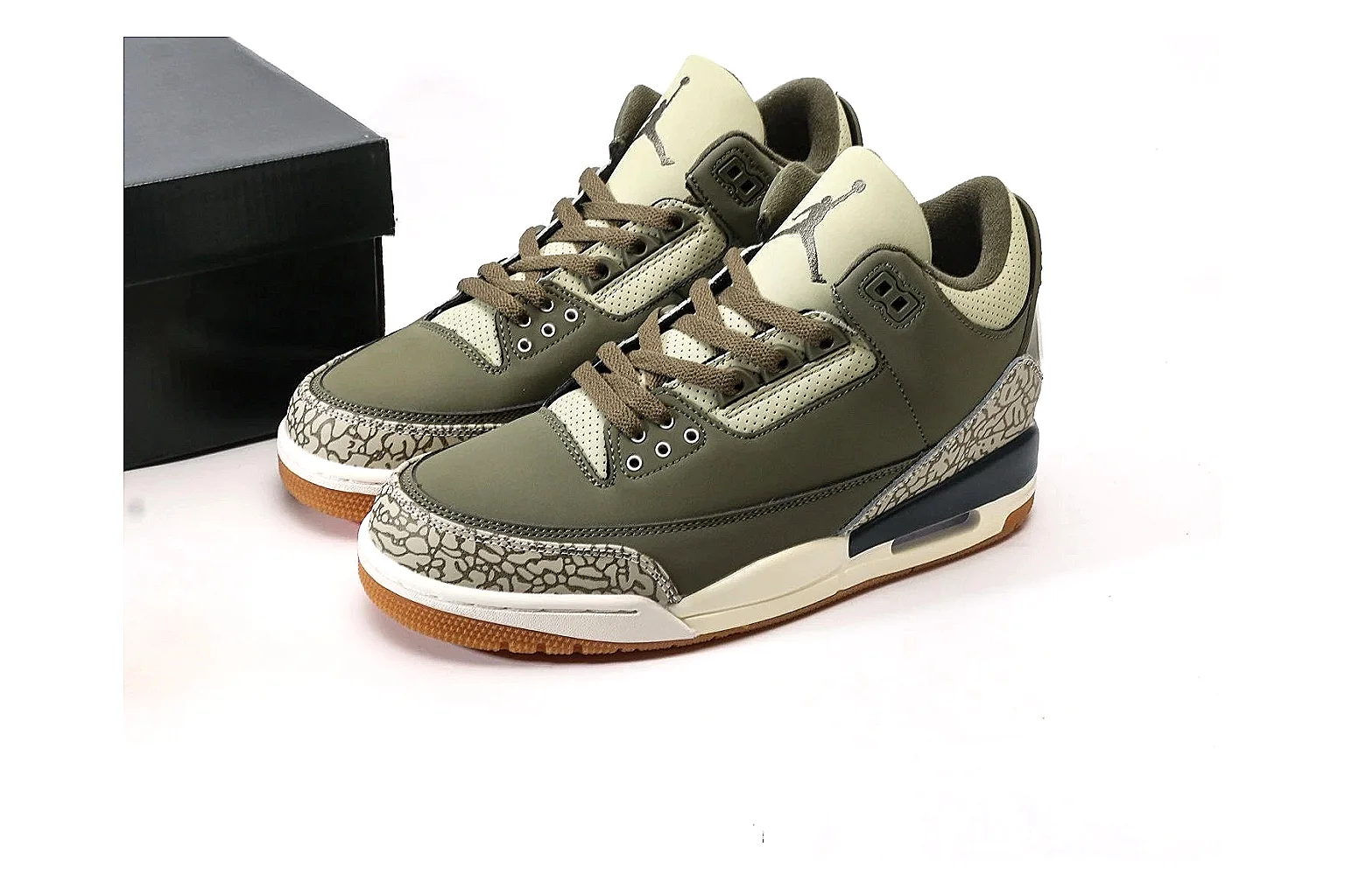 kakoscout.com Nike Air Jordan 4 Olive Gum comparison signal card six-photo gallery thumbnail 2