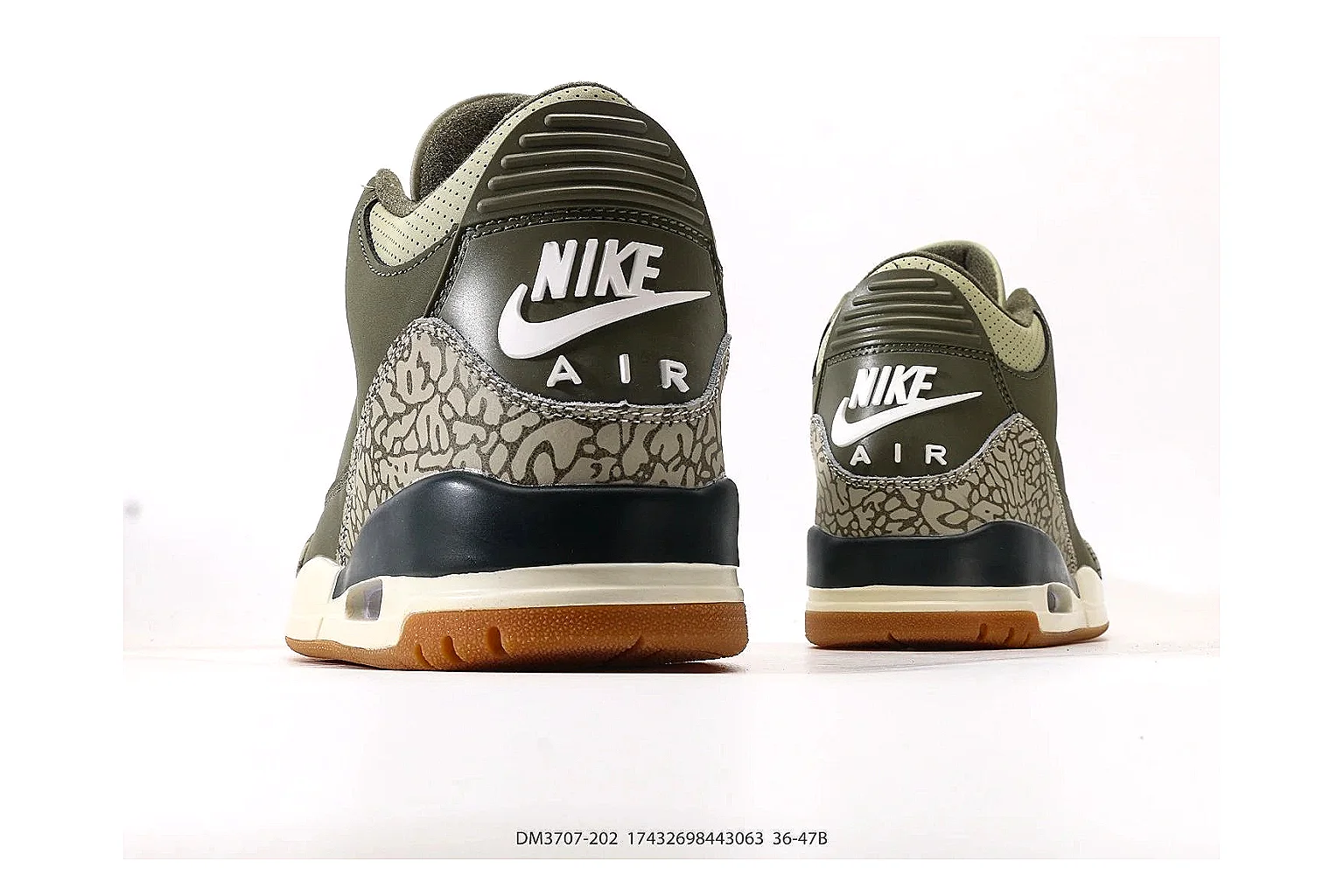 kakoscout.com Nike Air Jordan 4 Olive Gum comparison signal card six-photo gallery thumbnail 6