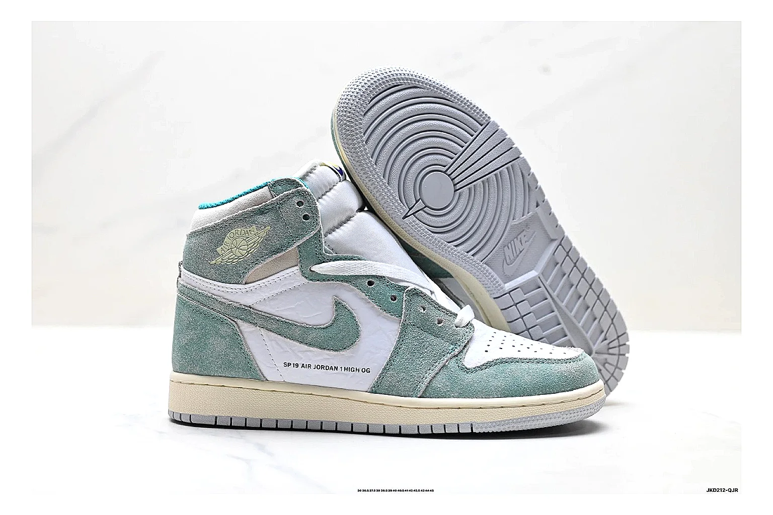 kakoscout.com Nike Air Jordan Green Gray comparison signal card six-photo gallery thumbnail 4