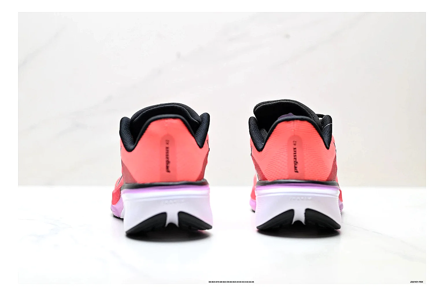 Nike Air Zoom Pegasus Pink Black Sneakers comparison signal photo with pink black running sneakers with mesh texture, side-profile shape, upper panel lines, and outsole detail thumbnail 3
