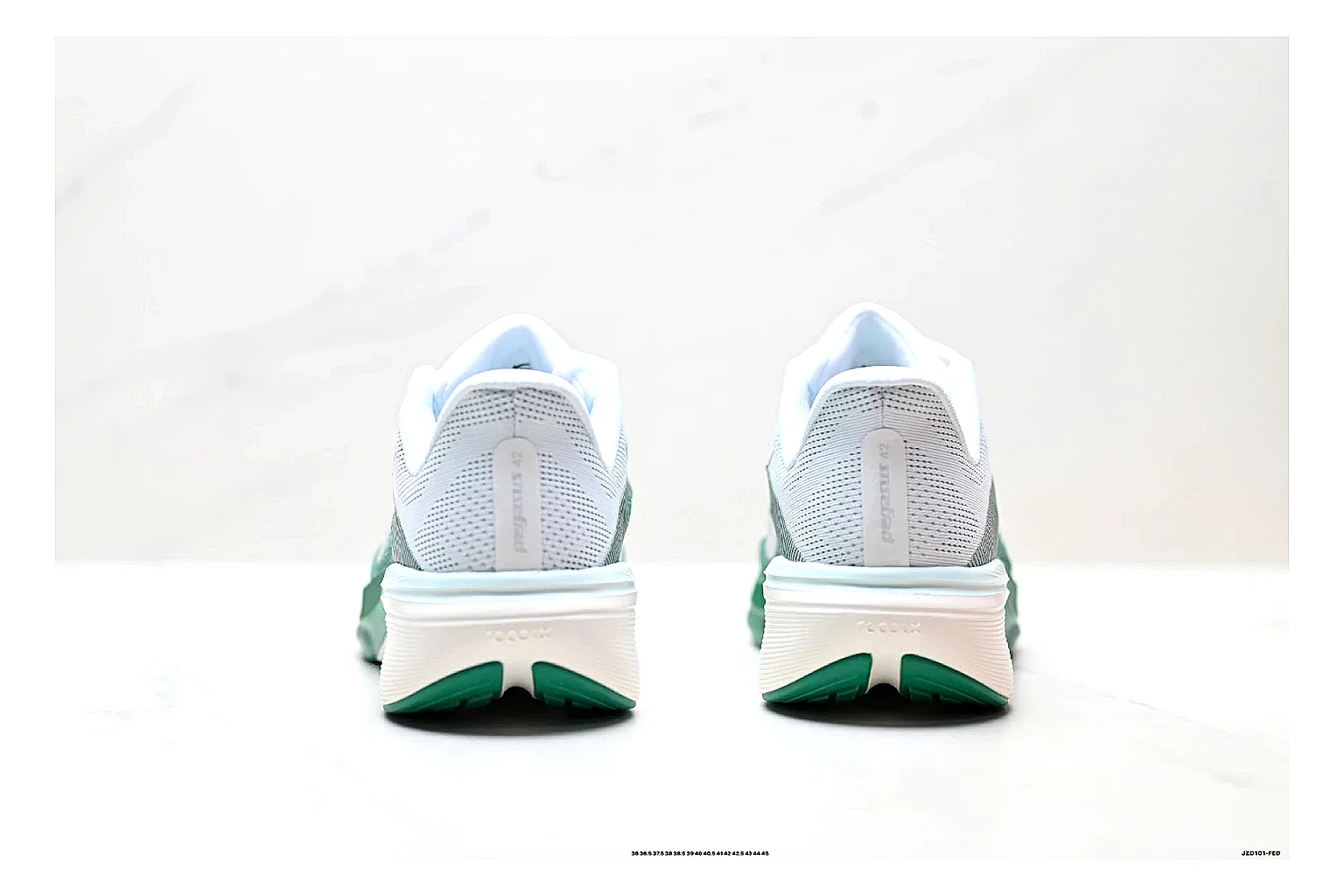 Nike Air Zoom Pegasus White Green Sneakers comparison signal photo with white green running sneakers with mesh texture, side-profile shape, upper panel lines, and outsole detail thumbnail 3