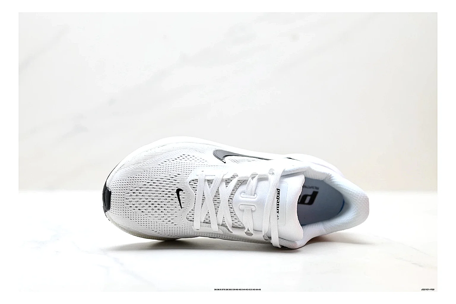 Nike Air Zoom Pegasus White Pink Sneakers comparison signal photo with white pink running sneakers with mesh texture, side-profile shape, upper panel lines, and outsole detail