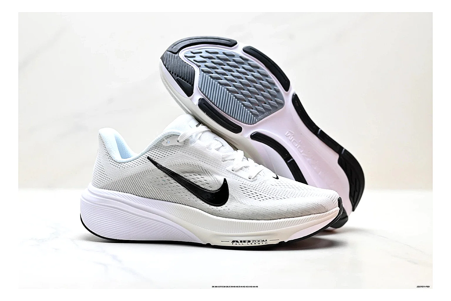 Nike Air Zoom Pegasus White Pink Sneakers comparison signal photo with white pink running sneakers with mesh texture, side-profile shape, upper panel lines, and outsole detail thumbnail 5