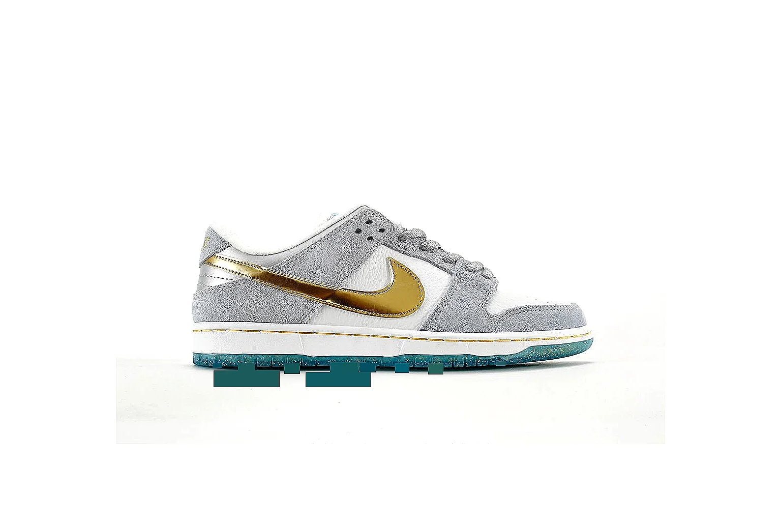 Nike Dunk Low Gray Gold Teal Sneaker 4627 comparison gallery with QC evidence thumbnail 2