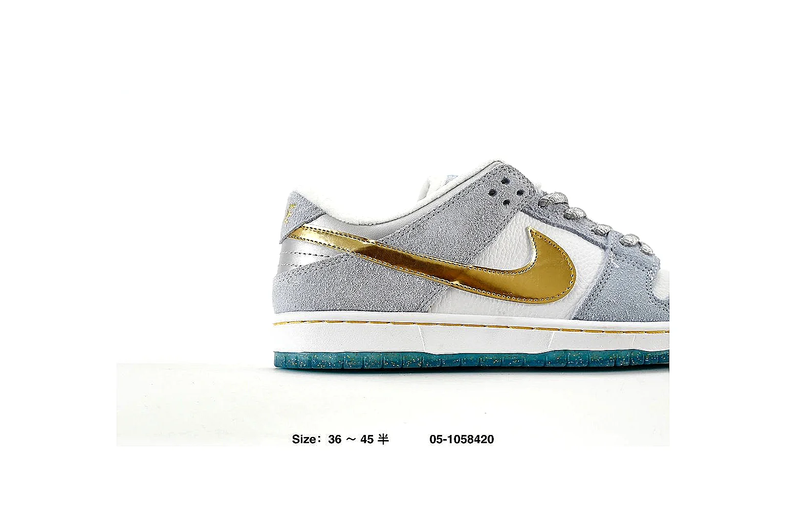 Nike Dunk Low Gray Gold Teal Sneaker 4627 comparison gallery with QC evidence thumbnail 6