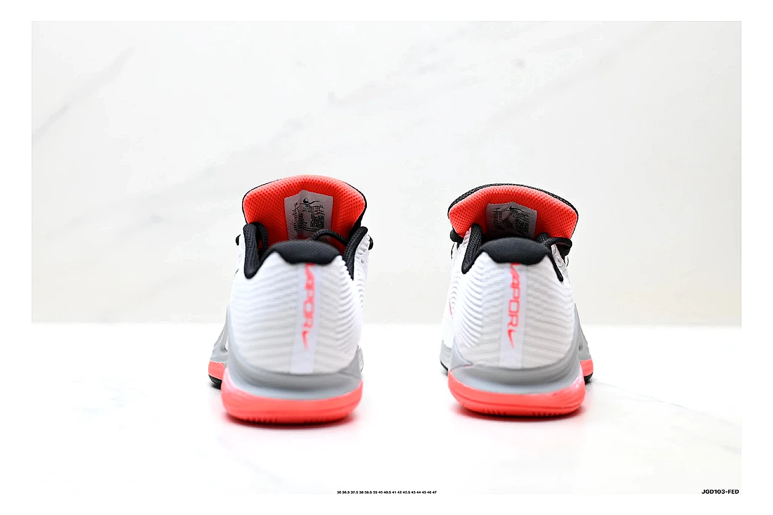 Nike Kd Trey White Red comparison photo showing white textile basketball upper, red accents, low modern court shape, and supportive sole thumbnail 3
