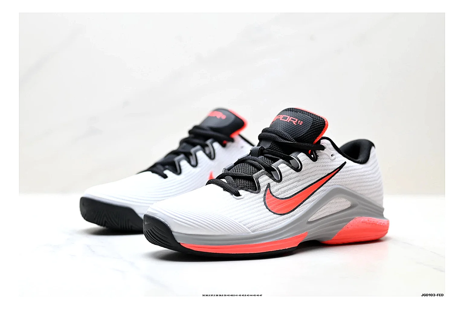 Nike Kd Trey White Red comparison photo showing white textile basketball upper, red accents, low modern court shape, and supportive sole thumbnail 4