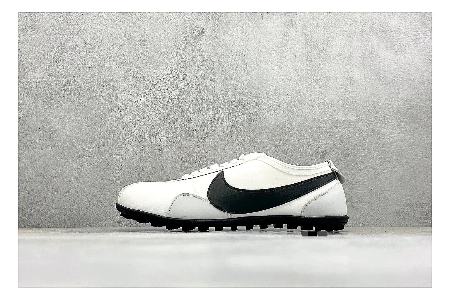 Nike Moon Shoe OG White Black comparison image with white upper, black Swoosh, slim retro runner shape, and waffle-style outsole