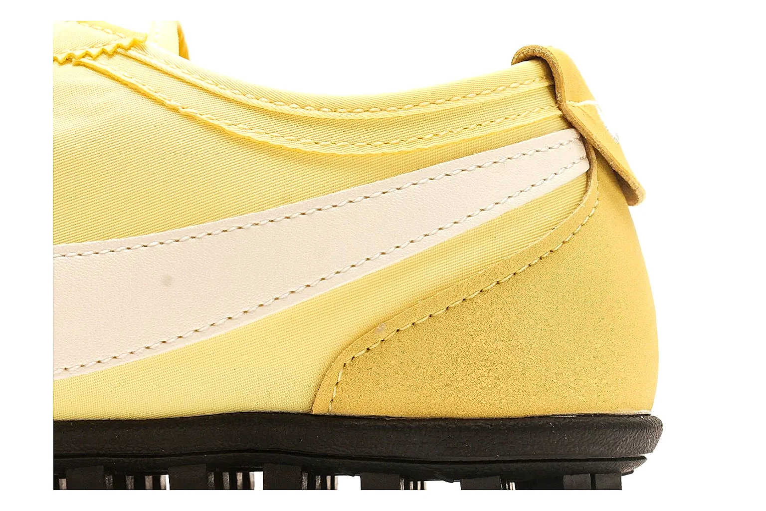 Nike Moon Yellow Retro Runner comparison photo showing yellow slim runner upper, white Swoosh, low retro profile, white midsole, and black waffle outsole thumbnail 5