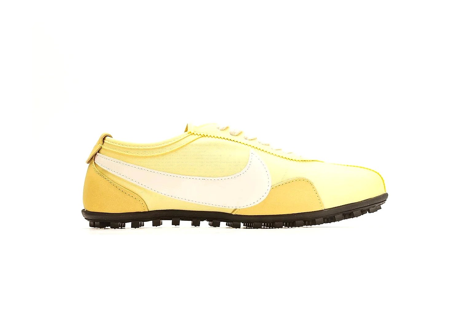 Nike Moon Yellow Retro Runner comparison photo showing yellow slim runner upper, white Swoosh, low retro profile, white midsole, and black waffle outsole thumbnail 6
