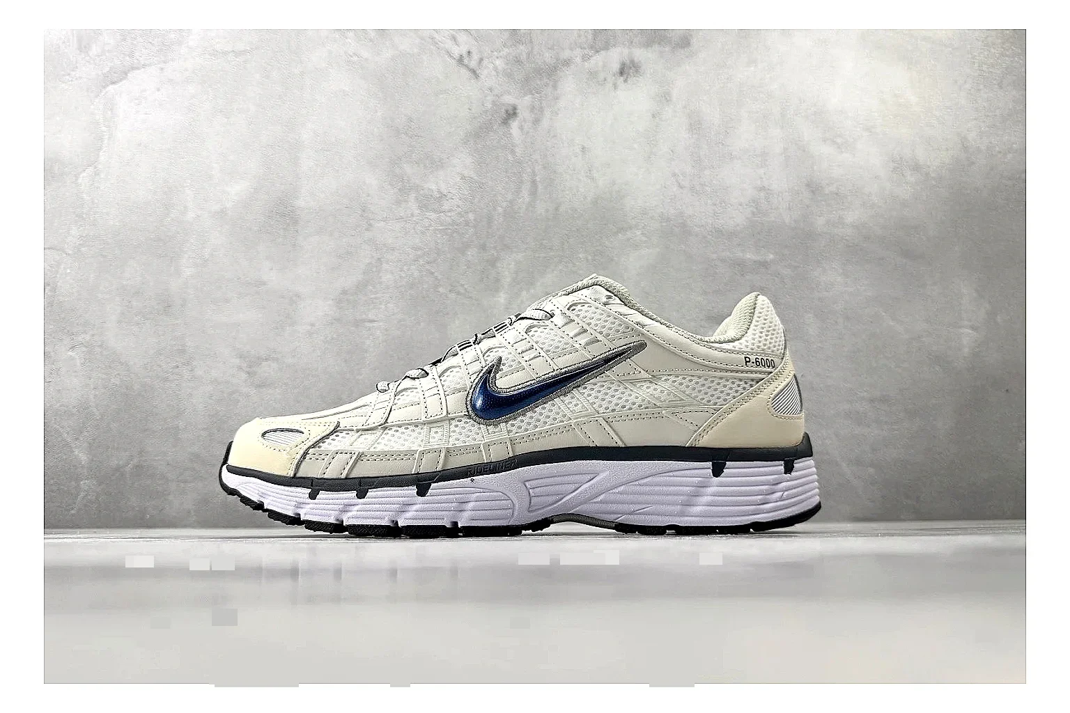 Nike P-6000 Cream Silver Sneaker comparison signal photo with silver cream p-6000 runner with mixed upper and runner shape