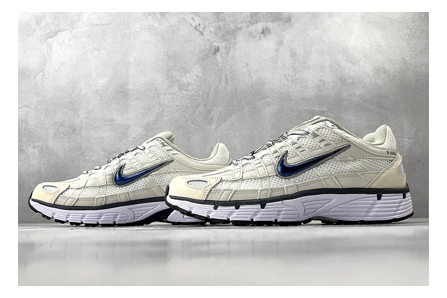 Nike P-6000 Cream Silver Sneaker comparison signal photo with silver cream p-6000 runner with mixed upper and runner shape thumbnail 4