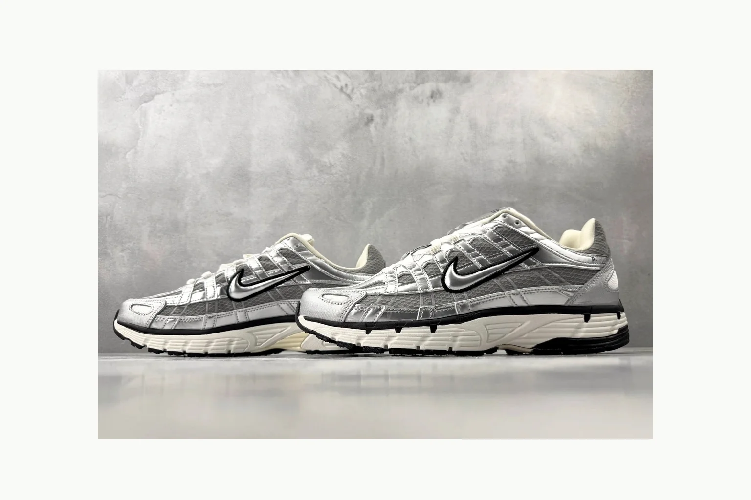 Nike P-6000 Silver Grey Sneaker comparison signal photo with grey silver p-6000 runner with mixed upper and runner shape thumbnail 4