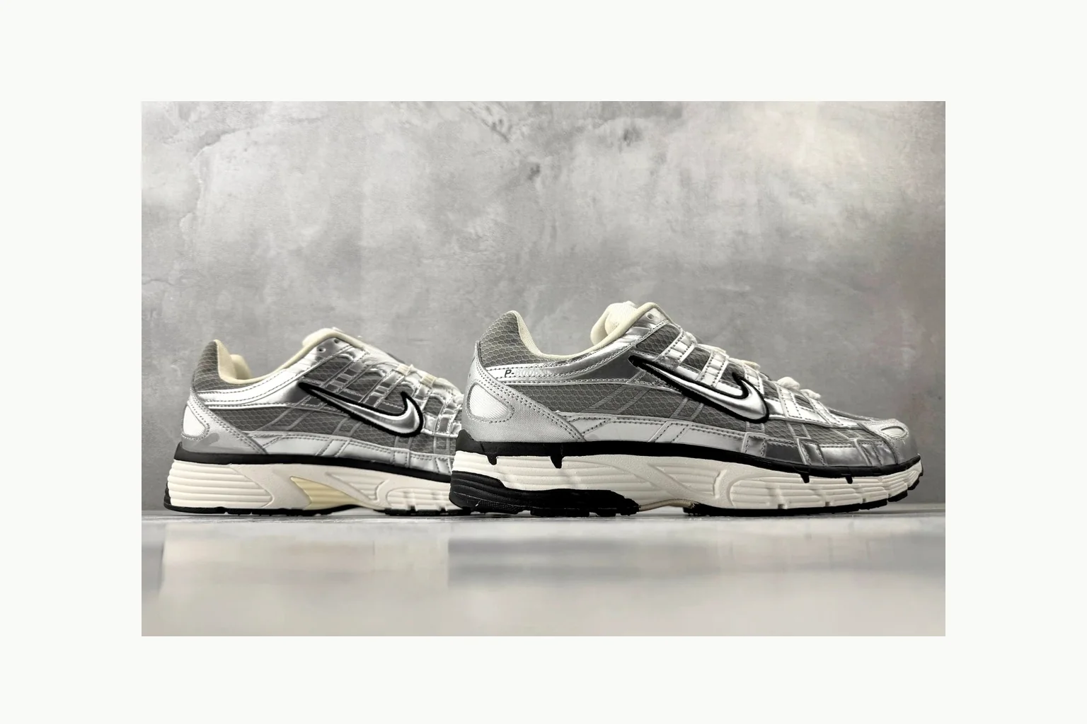 Nike P-6000 Silver Grey Sneaker comparison signal photo with grey silver p-6000 runner with mixed upper and runner shape thumbnail 5