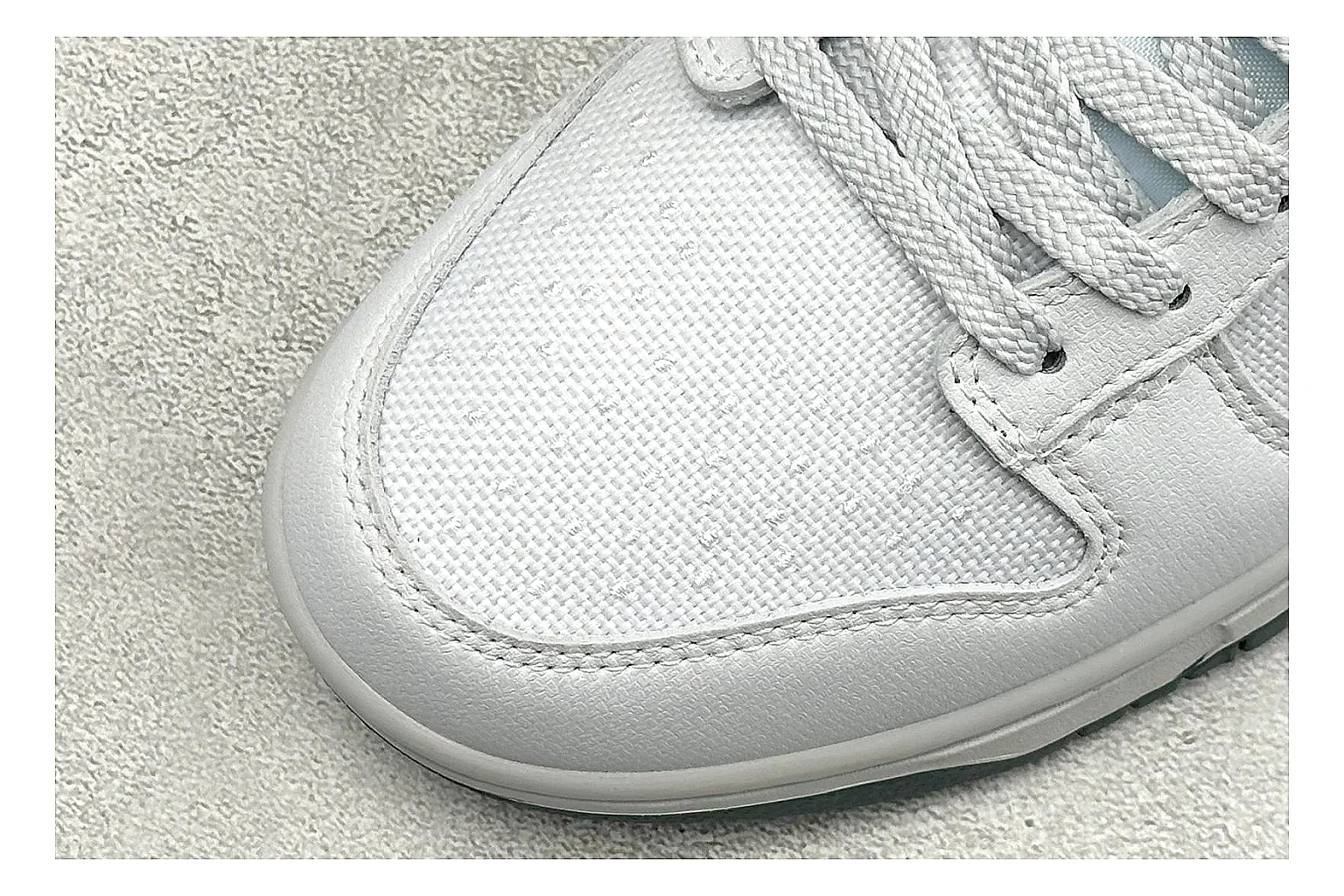 Nike SB Dunk Low White Green comparison photo showing white low-top skate upper, green Swoosh, padded collar, and classic Dunk sole shape thumbnail 5