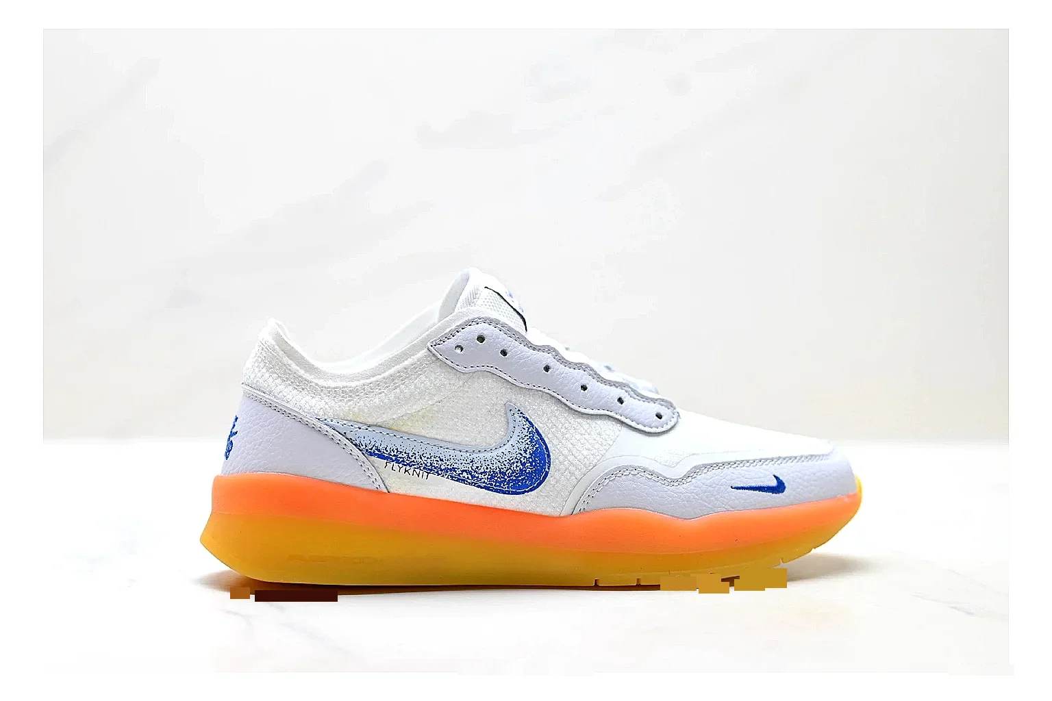 Nike SB PS8 White Blue Sneakers comparison signal photo with white blue skate sneakers with leather texture, side-profile shape, upper panel lines, and outsole detail