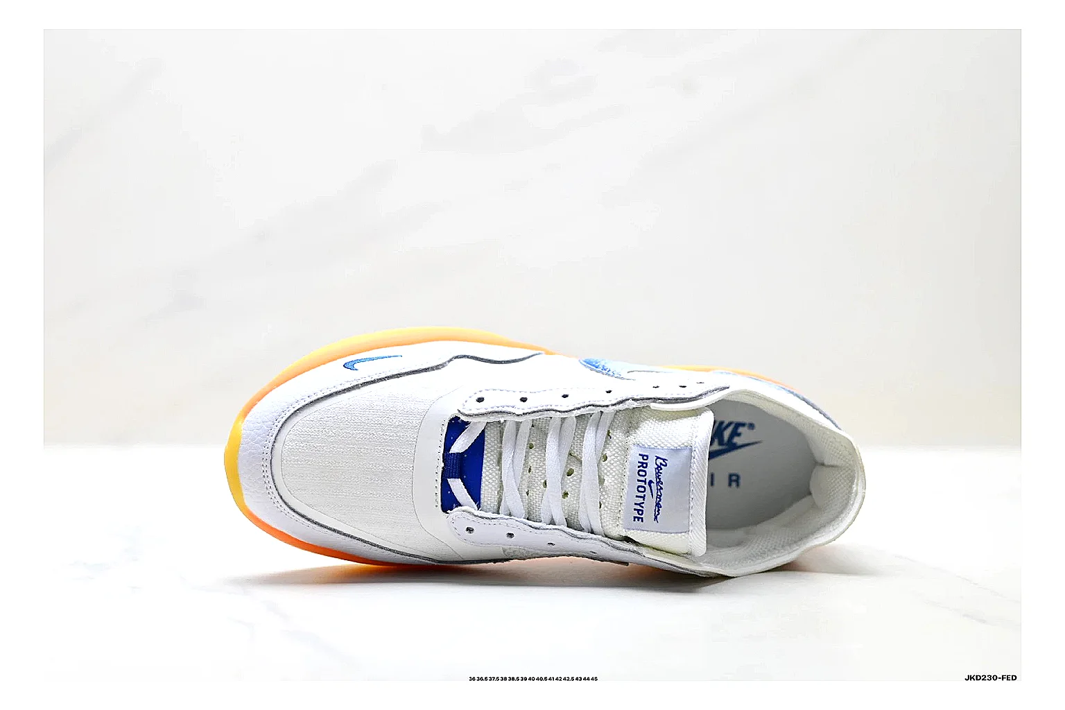 Nike SB PS8 White Blue Sneakers comparison signal photo with white blue skate sneakers with leather texture, side-profile shape, upper panel lines, and outsole detail thumbnail 2