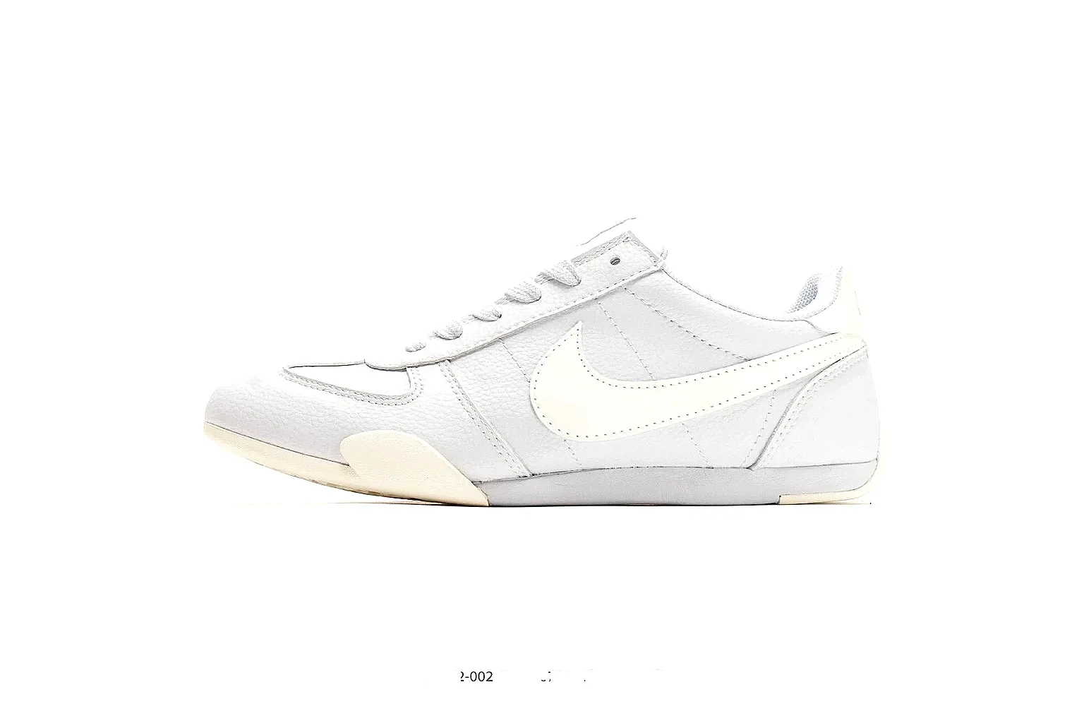 Nike Sprint White Cream Sneakers comparison signal photo with white cream low-top sneakers with leather texture, side-profile shape, upper panel lines, and outsole detail