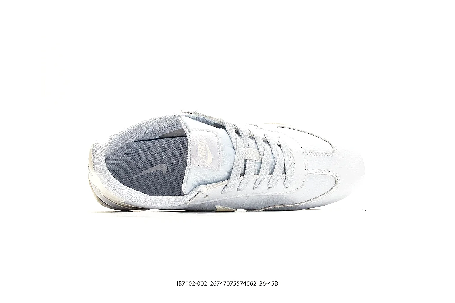 Nike Sprint White Cream Sneakers comparison signal photo with white cream low-top sneakers with leather texture, side-profile shape, upper panel lines, and outsole detail