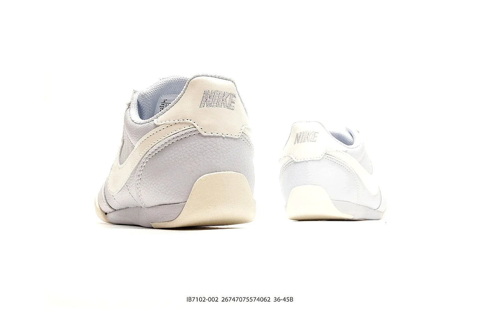 Nike Sprint White Cream Sneakers comparison signal photo with white cream low-top sneakers with leather texture, side-profile shape, upper panel lines, and outsole detail thumbnail 3