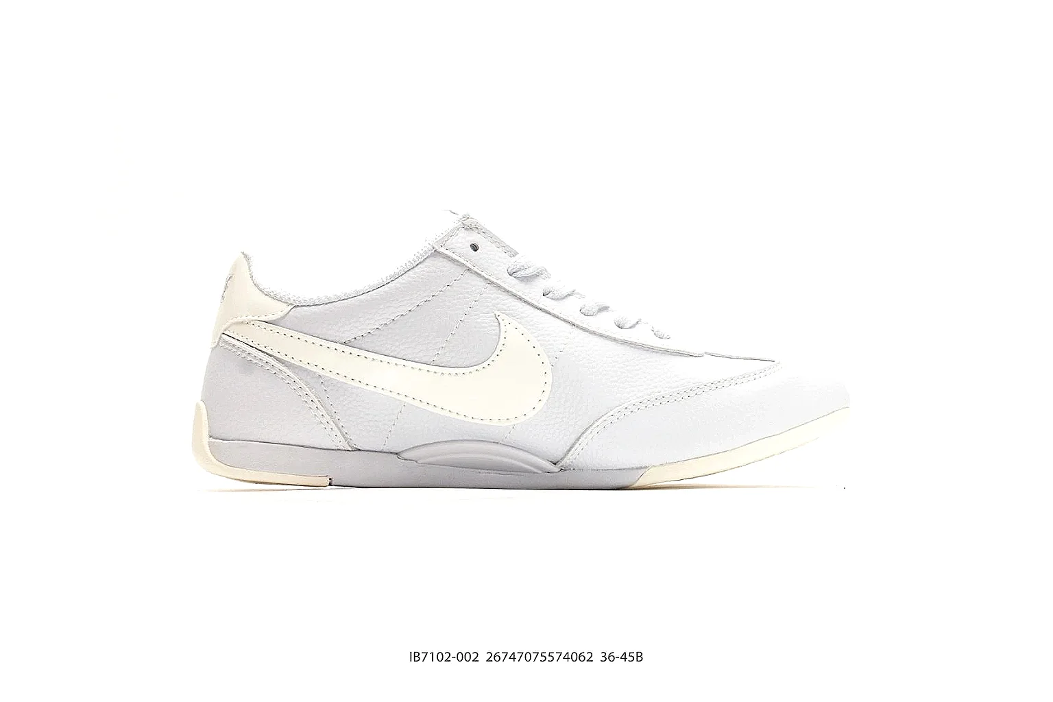 Nike Sprint White Cream Sneakers comparison signal photo with white cream low-top sneakers with leather texture, side-profile shape, upper panel lines, and outsole detail thumbnail 6